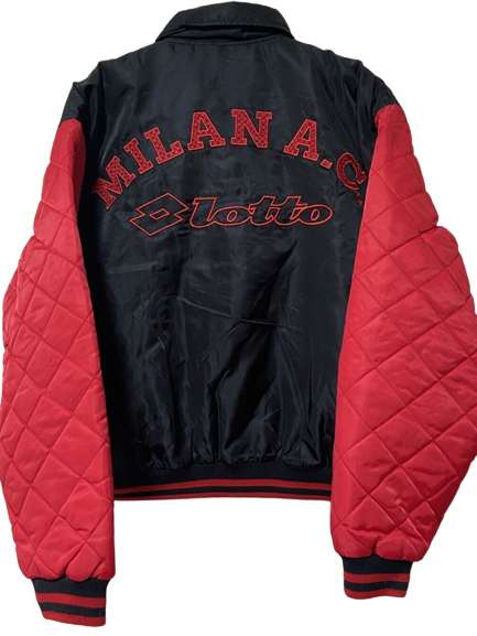 Milan 90s Lotto Football Soccer Quilted Jacket Back