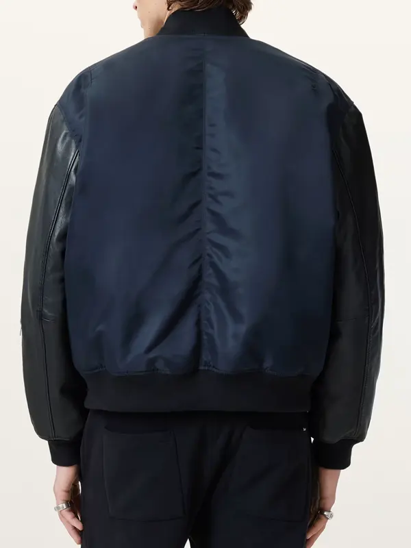 Myler Leather Sleeve Bomber Jacket Back