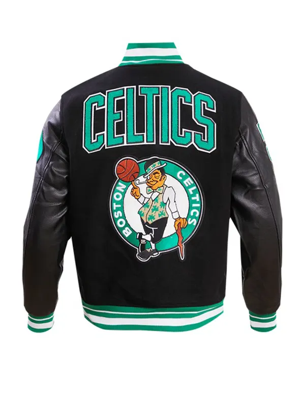 NBA BOSTON CELTICS RETRO CLASSIC MEN’S RIB WOOL VARSITY JACKET BACK