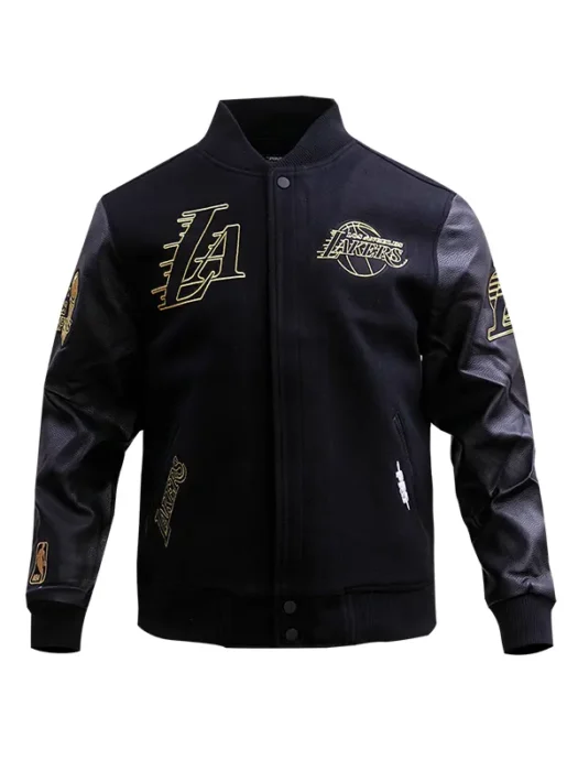 NBA LOS ANGELES LAKERS BLACK & GOLD WOOL VARSITY JACKET