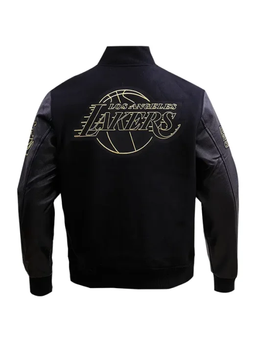 NBA LOS ANGELES LAKERS BLACK & GOLD WOOL VARSITY JACKET BACK