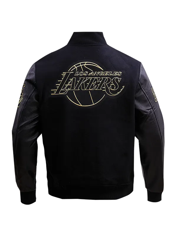 NBA LOS ANGELES LAKERS BLACK & GOLD WOOL VARSITY JACKET BACK