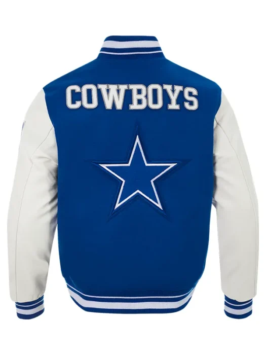 NFL DALLAS COWBOYS RETRO CLASSIC MEN'S RIB WOOL VARSITY JACKET BACK
