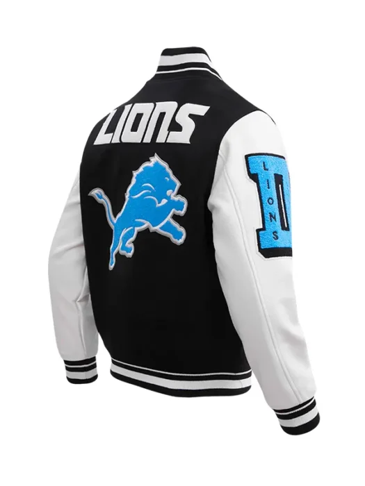 NFL DETROIT LIONS MASHUP MEN'S RIB WOOL VARSITY JACKET BACK