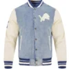NFL DETROIT LIONS VARSITY BLUES MEN'S DENIM VARSITY JACKET