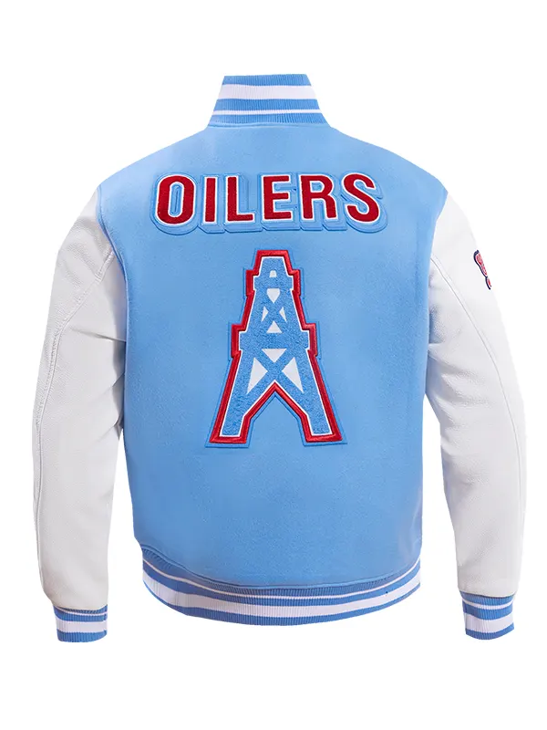 NFL HOUSTON OILERS RETRO WOOL VARSITY JACKET BACK