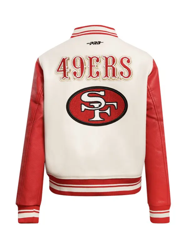 NFL SAN FRANCISCO 49ERS RETRO CLASSIC WOMEN’S RIB WOOL VARSITY JACKET BACK
