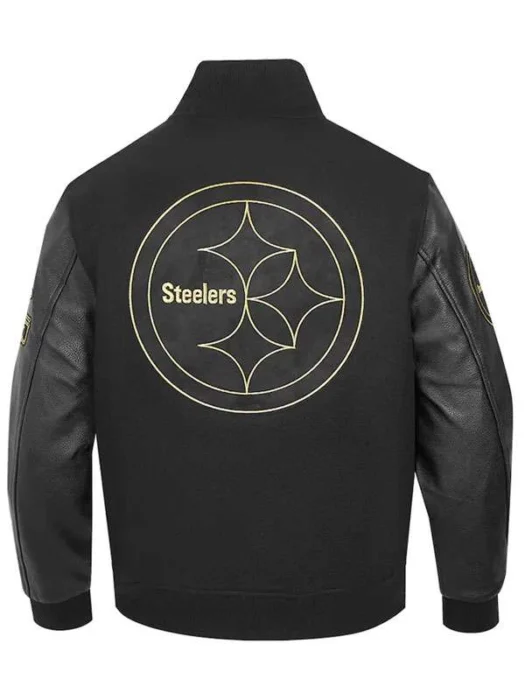 Pittsburgh Steelers Black Varsity Jacket Back