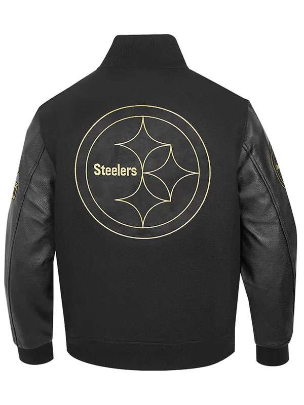 Pittsburgh Steelers Black Varsity Jacket Back