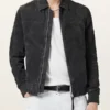 Rashford Black Suede Ribbed Trim Jacket