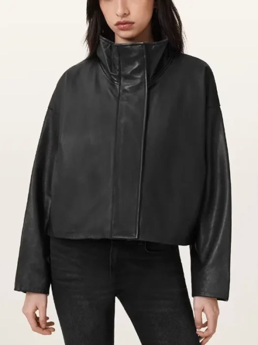 Ryder Funnel Neck Leather Jacket