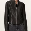 Sadler Slim Fit Black Leather Jacket