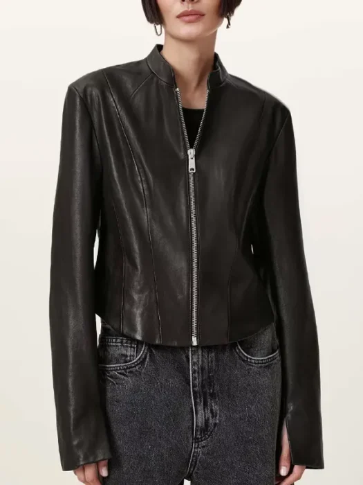 Sadler Slim Fit Black Leather Jacket
