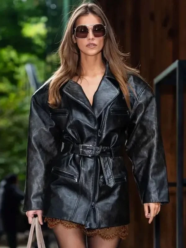 Barbara Palvin NYC 2025 Leather Jacket