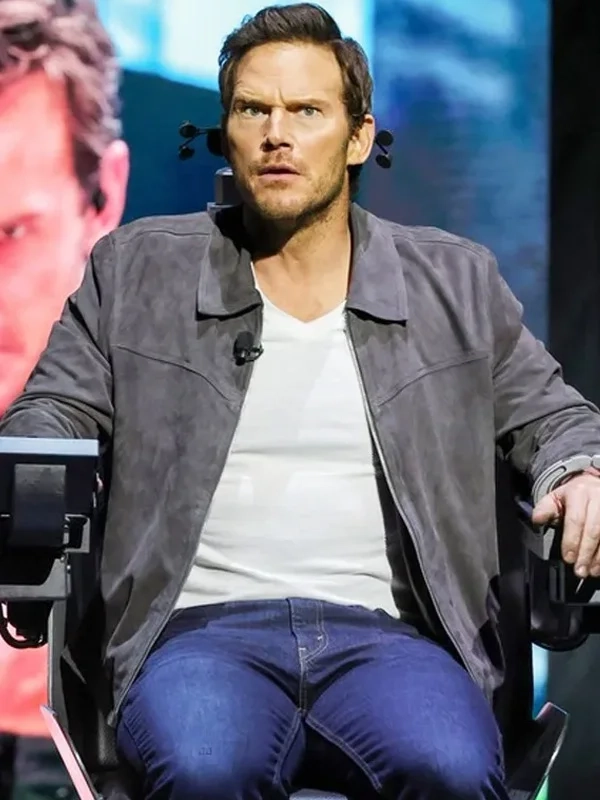 Chris Pratt Mercy Suede Grey Leather Jacket