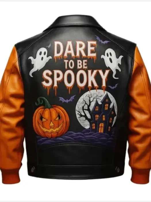 Halloween Genuine Bomber Leather Jacket Back
