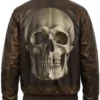 Halloween Skull Bomber Leather Jacket Back
