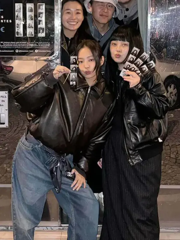 Blackpink Jennie Brown Bomber Leather Jacket