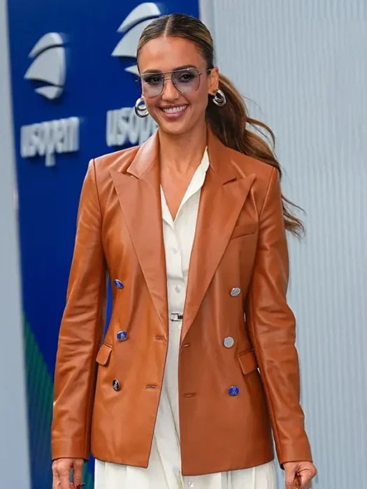 Jessica Alba Tennis Championships Brown Blazer