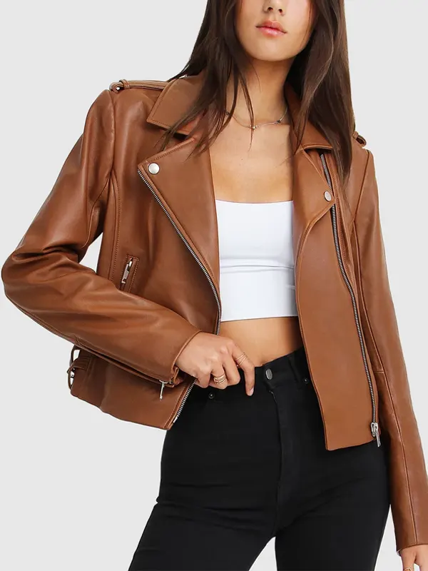 Just Friends Leather Jacket for Brown