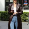 Kendall Jenner Brown Leather Coat