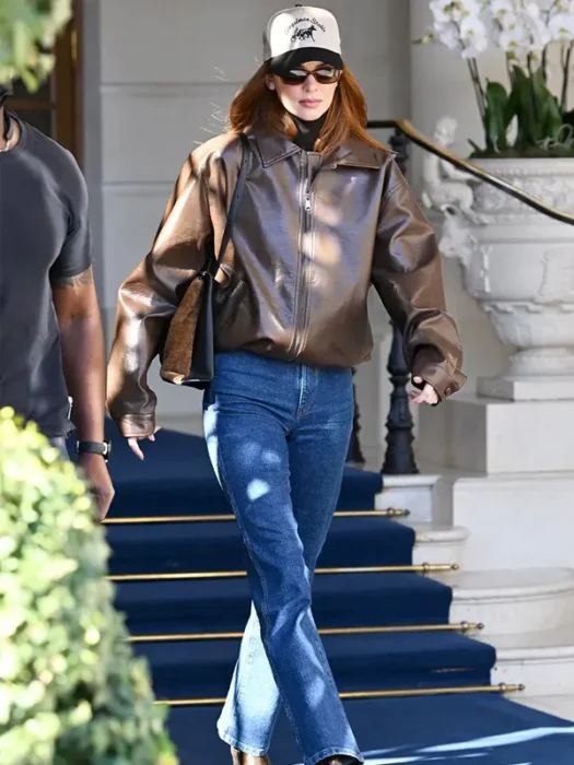 Kendall Jenner Brown Leather Jacket