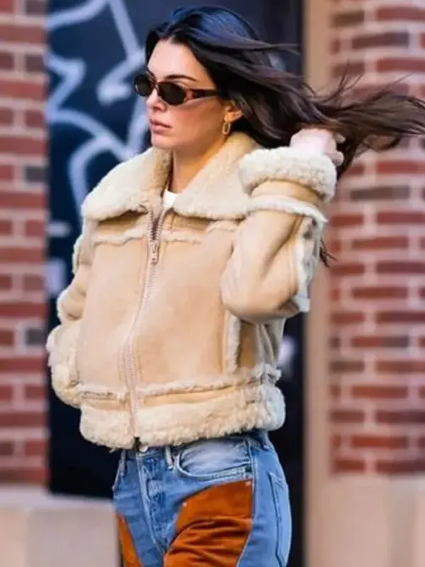 Kendall Jenner Brown Suede Leather Jacket