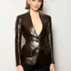 Kendall Jenner FWRD Brown Leather Blazer