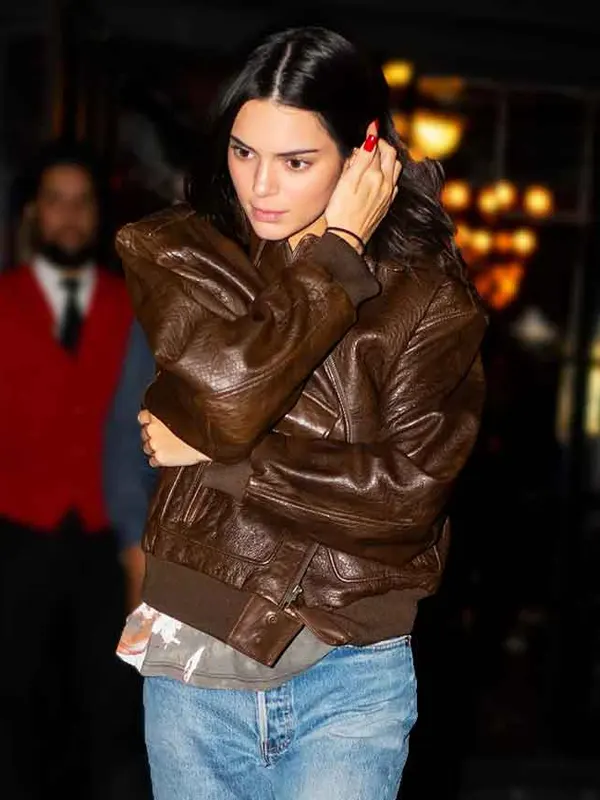 Kendall Jenner Leather Brown Jacket