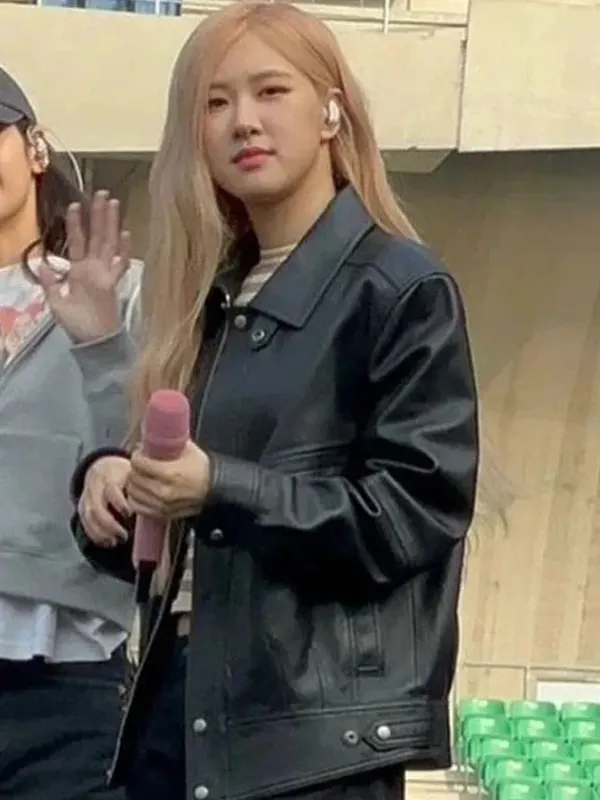 Rose Blackpink Black Leather Jacket