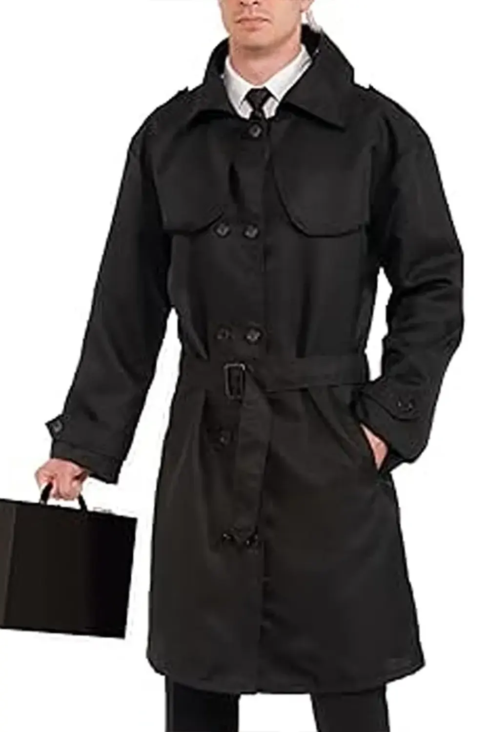 Spy Secret Agent Black Trench Coat