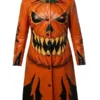 Womens Halloween Orange Leather Trench Coat