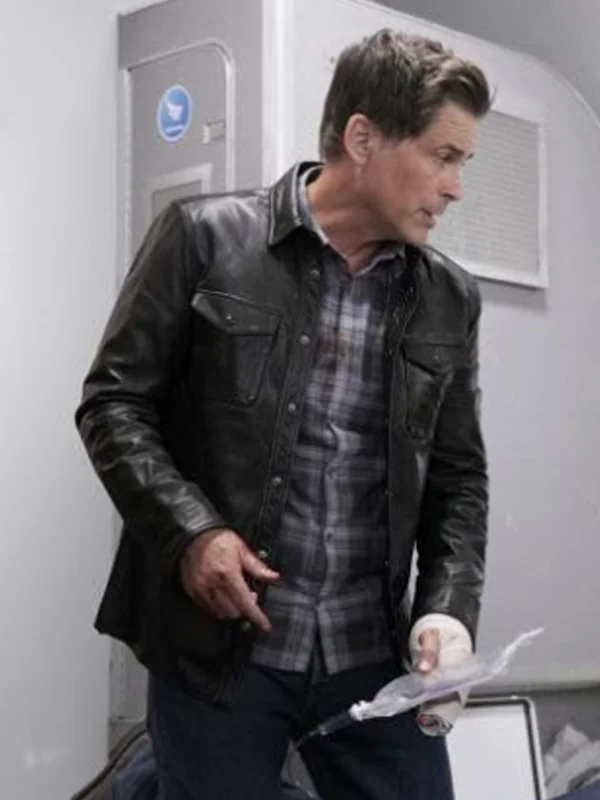 9-1-1 Lone Star Owen Strand Black Leather Jacket