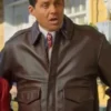 A Biltmore Christmas Jack Huston brown Leather Jacket