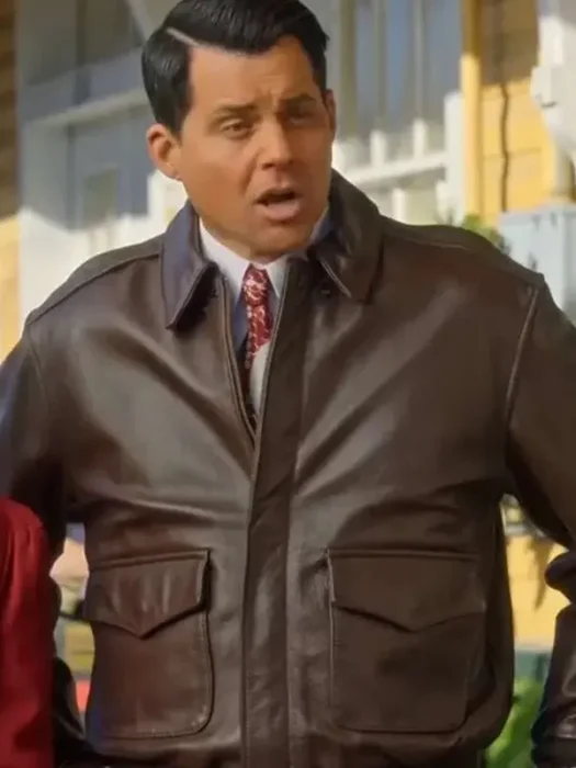 A Biltmore Christmas Jack Huston brown Leather Jacket