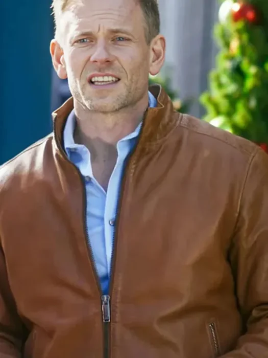 A Christmas Less Traveled Greyson brown Leather Jacket