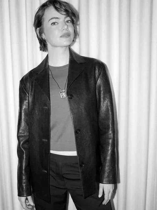 Bugonia Emma Stone Black Leather Jacket