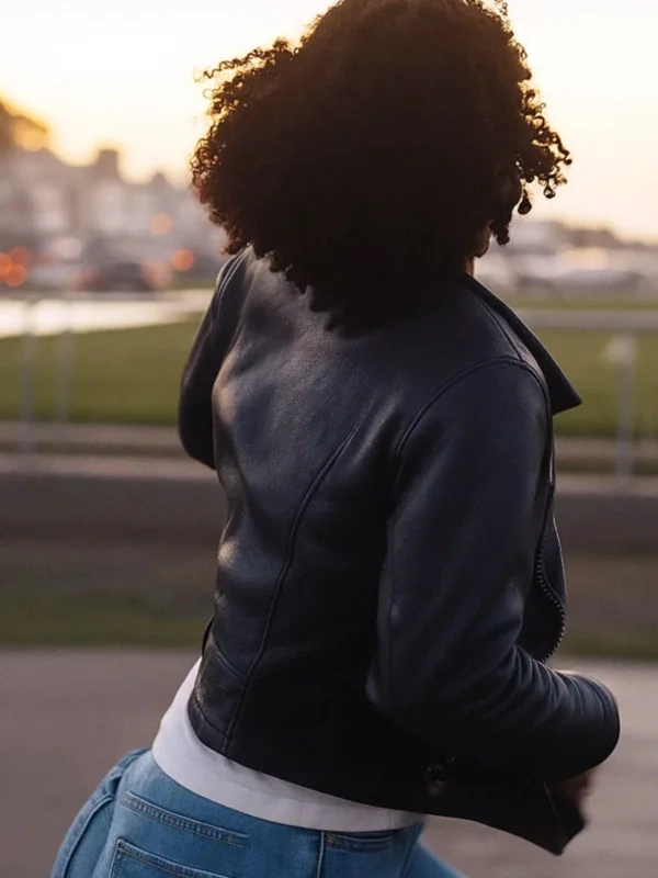 Chase Infiniti One Battle After Another black Leather Jacket