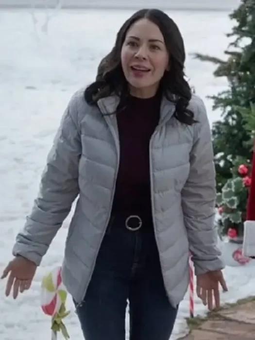 Christamas on Duty Janel Parrish grey Puffer Jacket