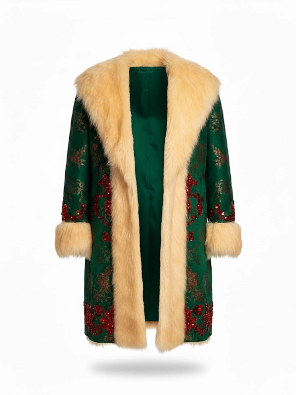 Christmas Karma Billy Porter Green Fur long Coat