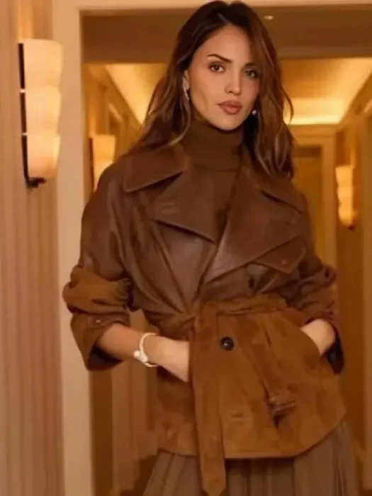 Eiza Gonzalez Fountain of Youth brown Leather Jacket