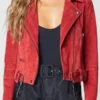 Electric Bloom Maggie Deetz Red Suede Jacket