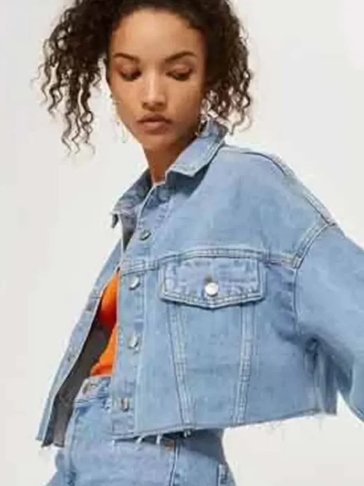 Emily In Paris Camille Cropped Denim blue Jacket
