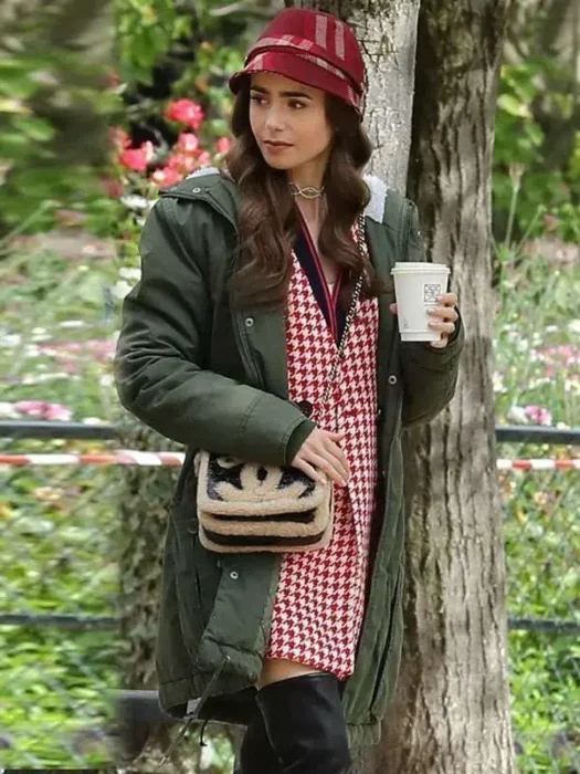 Emily In Paris Lily Collins Hooded Green Jacket