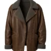 Emma Mackey Ella McCay Brown Shearling Leather Jacket