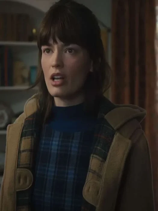 Emma Mackey Ella McCay Hooded Coat front