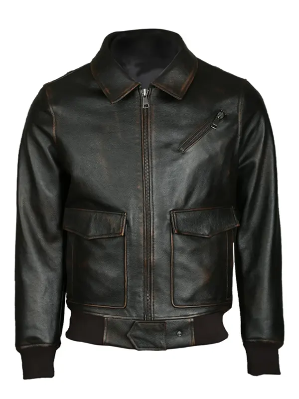 Ethan Aviator Bomber Leather Jacket