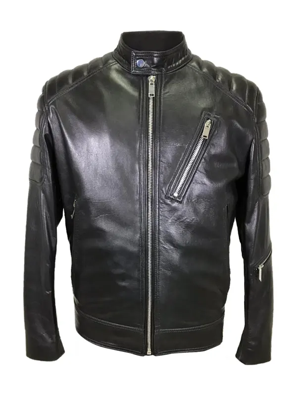 Gipsy Band Collar Biker Leather Jacket