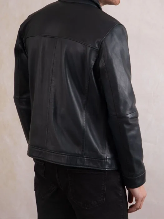 Hesket Navy Leather Jacket