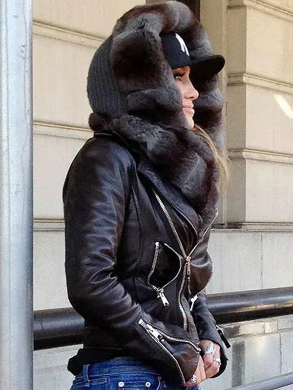 ジャケット・アウター JLO lamb leather jacket Jennifer Lopez Black Leather Jacket